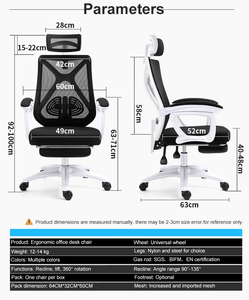 Ergonomic Office Chair - Rolling Desk Chair with 4D Adjustable Armrest, 3D Lumbar Support -  Option 100* 120* is Floor Mat, Mesh Computer Chair, Gaming Chairs, Executive Swivel Chair / Floor Mat
