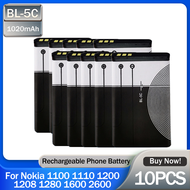 (In stock) BBL-5C BL5C BL 5C 3.7V 1020mAh Lithium Rechargeable Phone Nokia 1100 1110 1200 1208 1280 1600 2600 2700 3100 5130 N70**