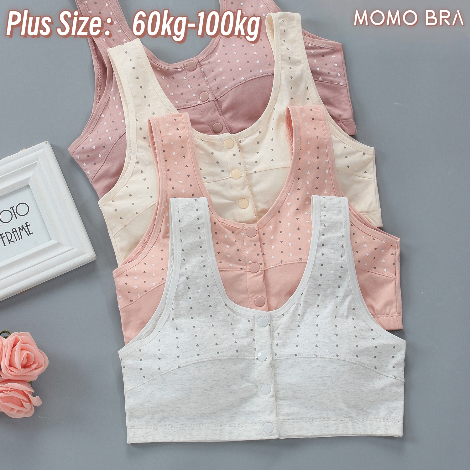 MOMO Plus Size Girls Bra Development Period Baby Training Bra Children's Bra Youth Girl’s Bra Soft Padded Cotton Bra (60-100kg)