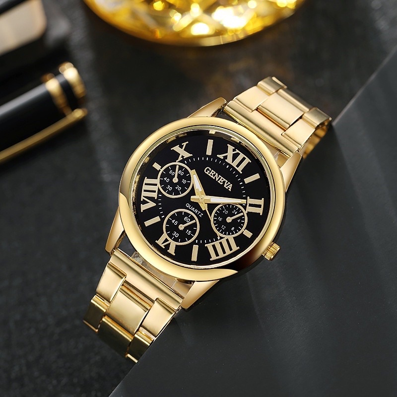 Geneva stainless fashion jewelry watch for men’s women’s gold silver rose gold