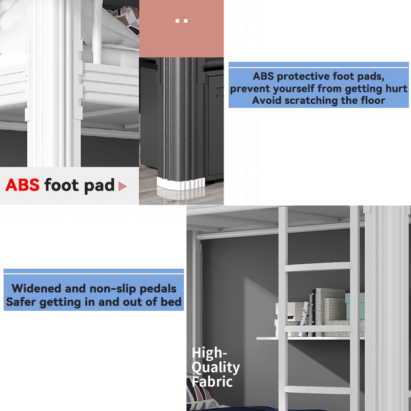 Loft Bed Double Decker Bed Stainless Steel Single Bed Frame High Load-bearing Free Bed Board KKYG 2