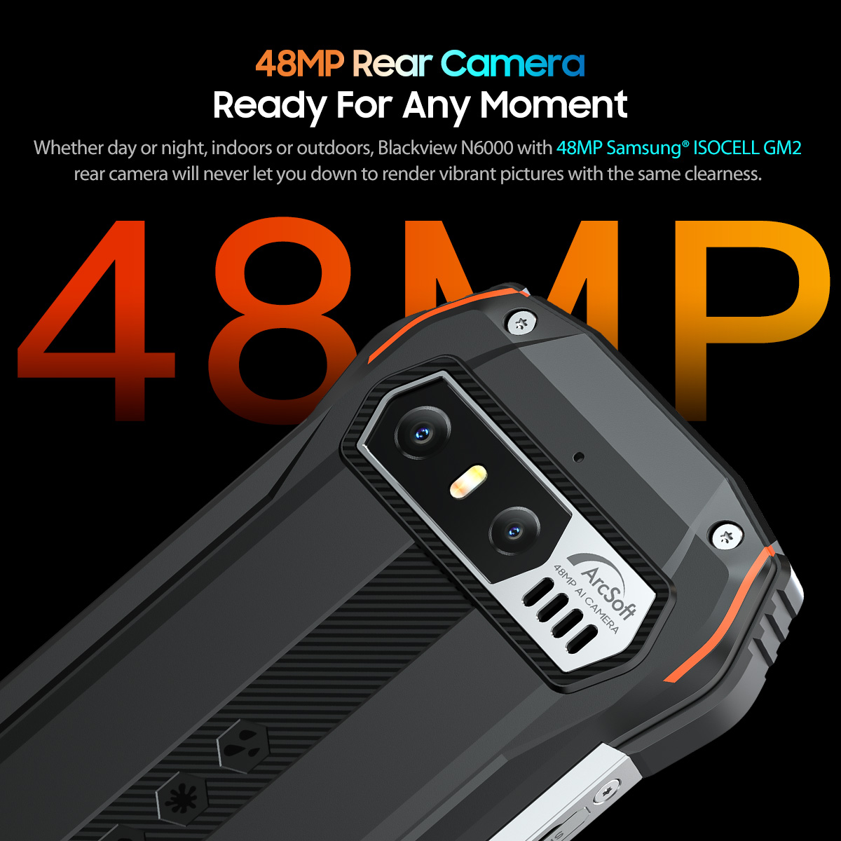 Blackview N6000 Rugged Smartphone, Android 13 G99 Mobile Phone, 16GB 256GB 4.3''Display, 48MP Cameras Cellphones