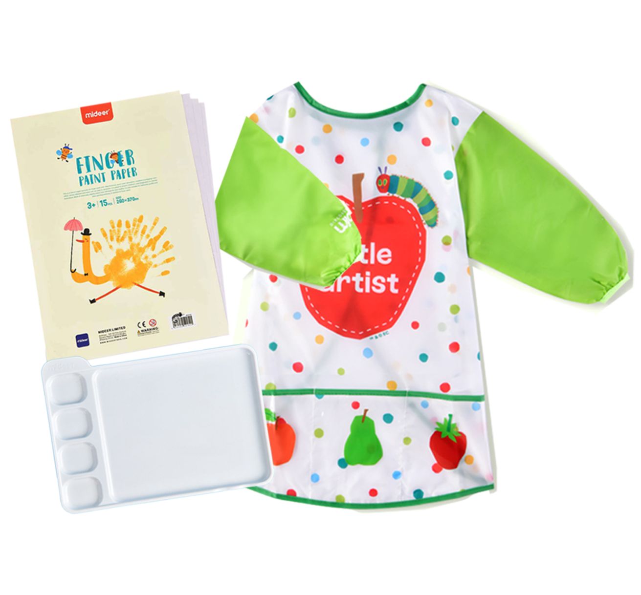 MiDeer Kids Washable 6 / 8 / 12 Colours Finger Paint Kids Painting Supply Canvas / Combo with Apron, Palette and Papers