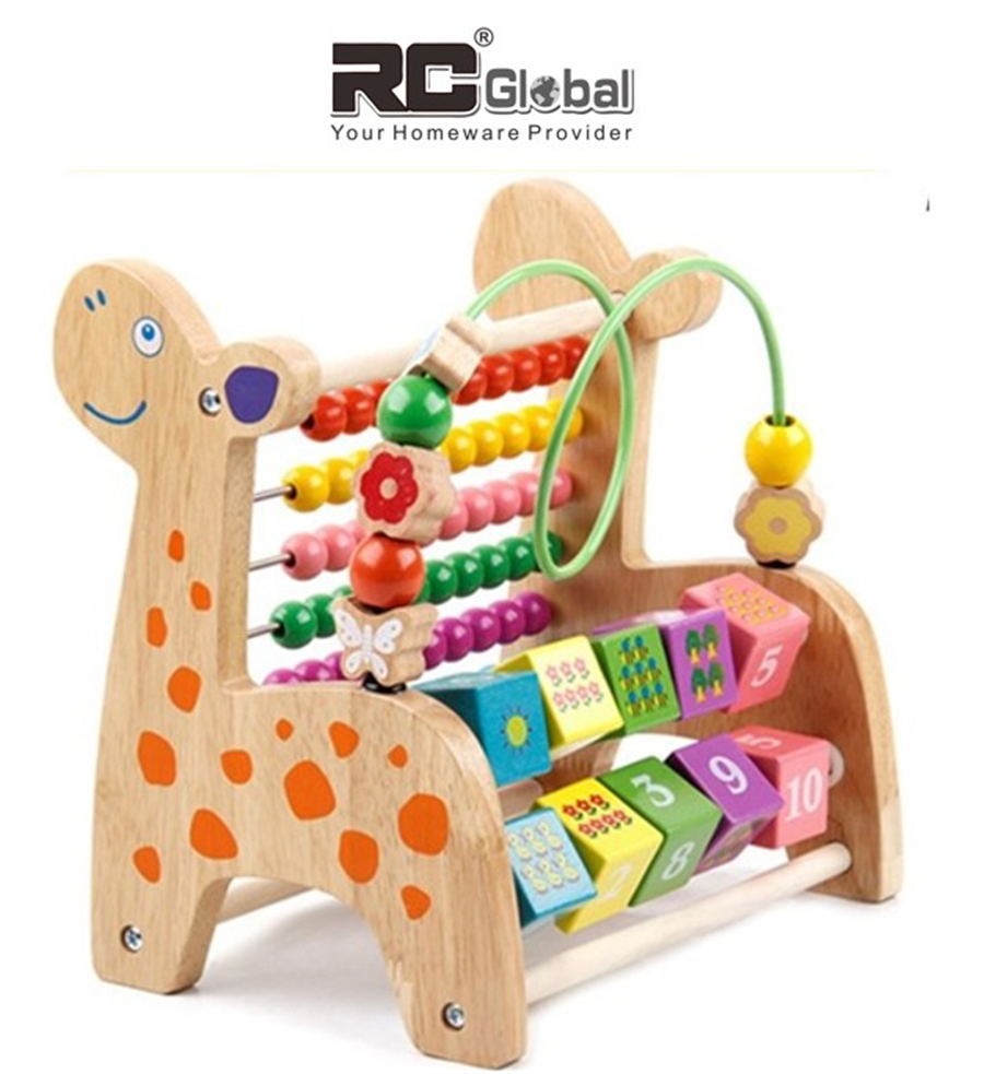 RC-BabyKids Colourful Educational Wooden Deer Calculate Beads with Ring Around Beads / Early Melodies Rainbow Xylophone Child Learning Activity Toys Set
