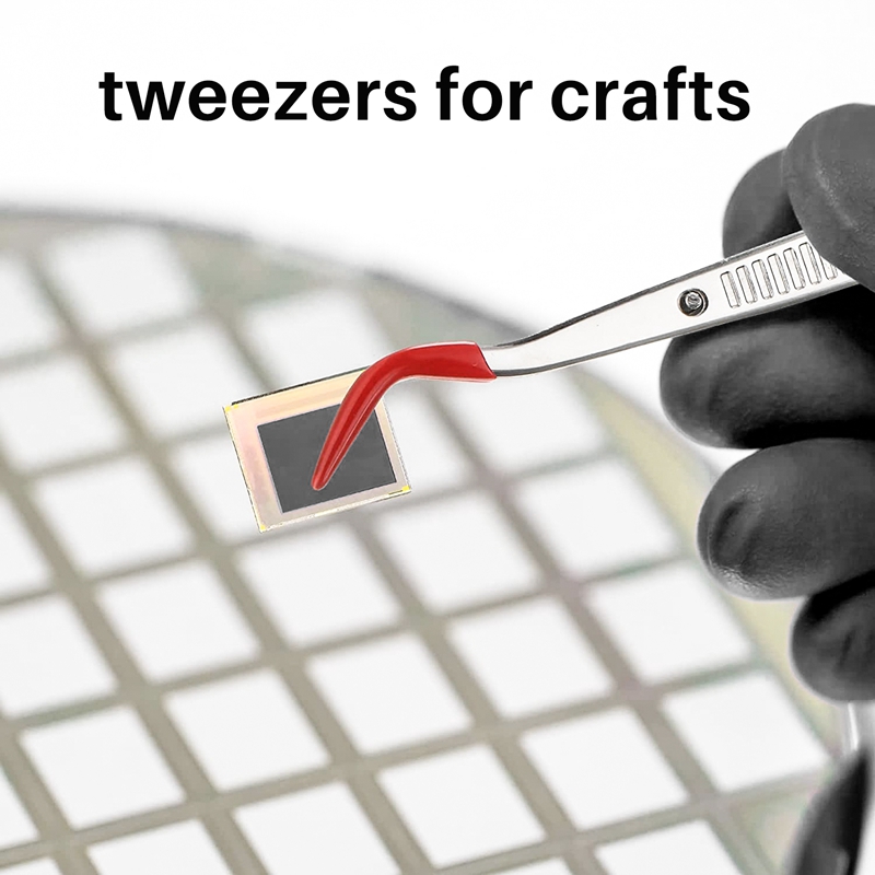 2 PCS Tweezers Curved Bent Rubber Tip Tweezers Stainless Steel Crafts Tweezers for Lab Jewelry Making