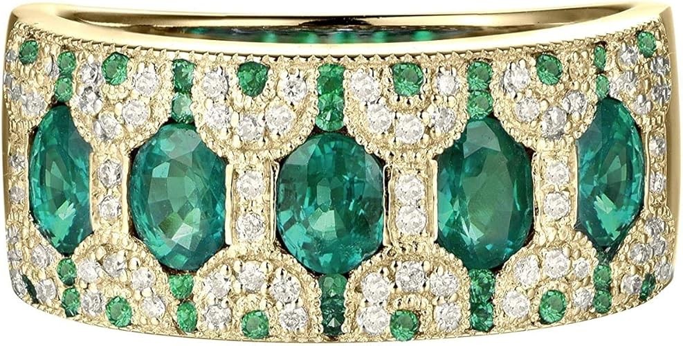 14k Rose White Gold Beautiful Natural Emerald Ring