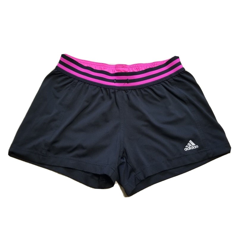 Adidas Women's Athletic Shorts Climalite S 8-10 Black Pink Running Jogging...-