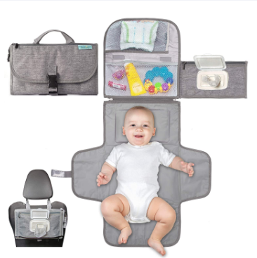 Portable Diaper Changing Pad, Portable Diaper Changing Pad for Newborn Girls and Boys - Baby Diaper Changing Pad with Smart Wipe Pocket - Waterproof Travel Changing Station Kit - Baby Gifts for Kopi B