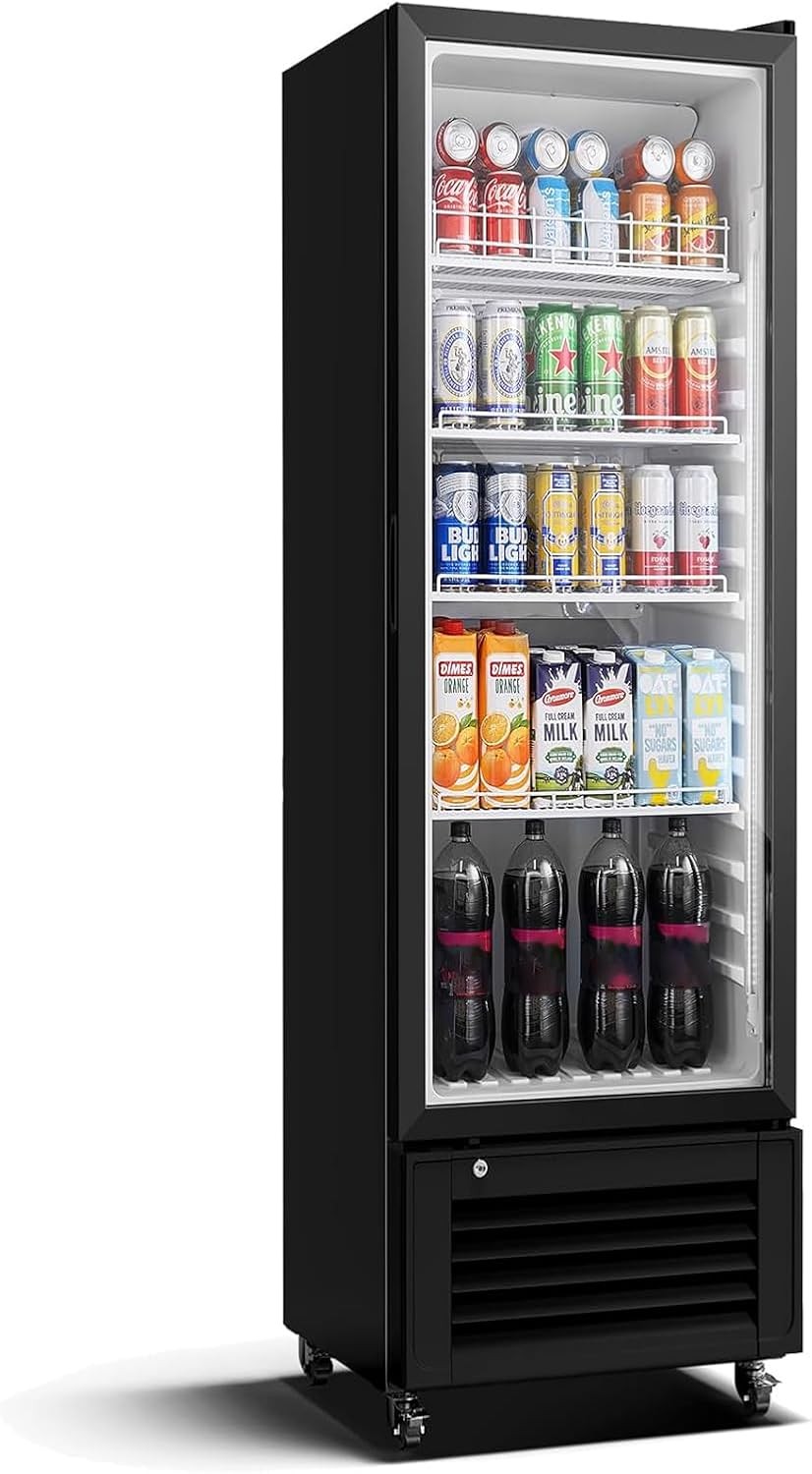 BODEGACOOLER Beverage Refrigerator and Cooler For Man Cave, 10.2 Cu.Ft. Commercial Merchandiser Refrigerators with Soft LED Light, Upright Display refrigerator, Commercial Fridge as Back Bar Cooler.