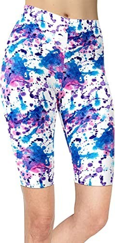 sissycos women's art splash print cycling shorts butter soft fitness leggings