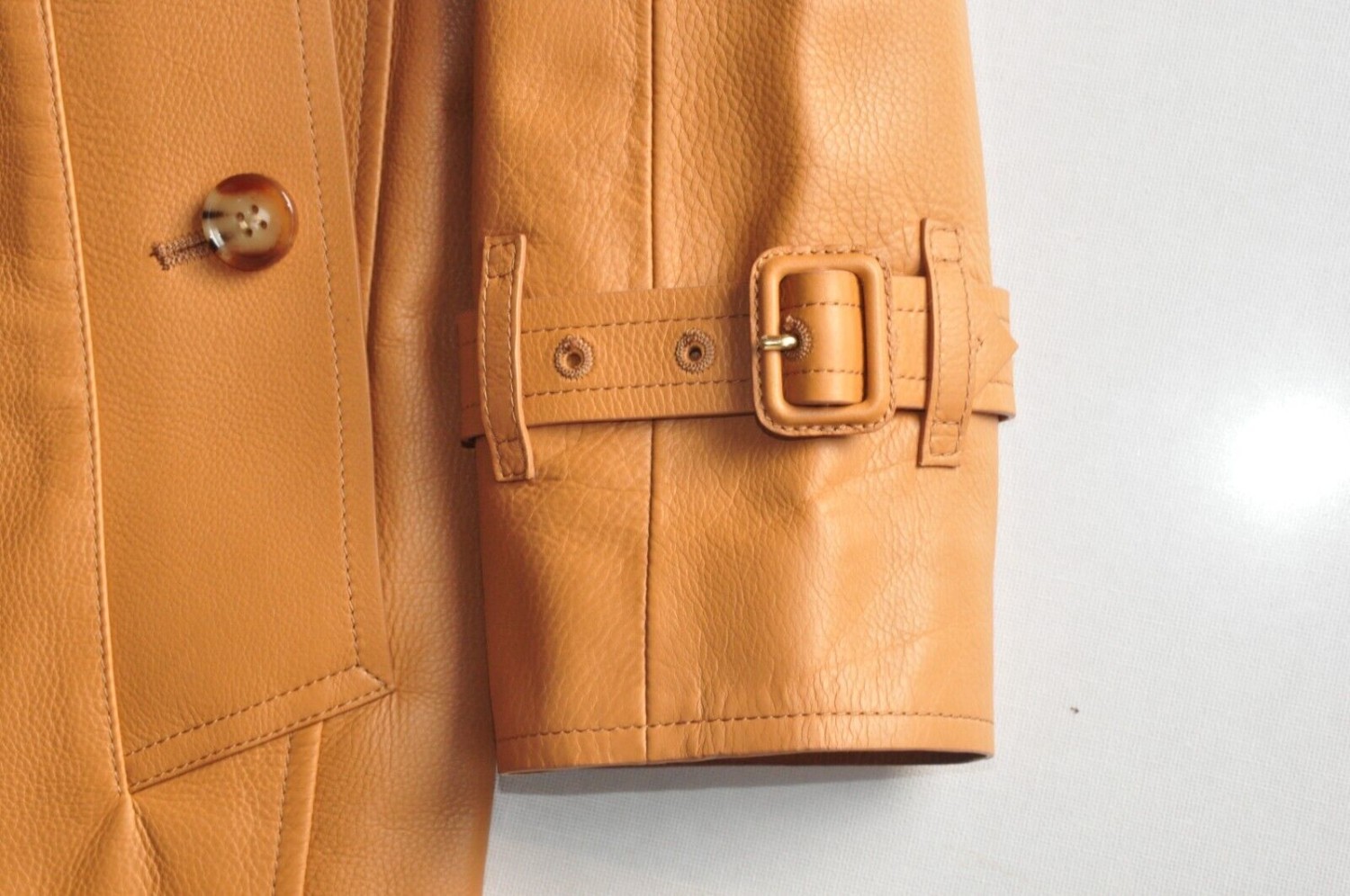 BNWT BURBERRY Haddington Calf Leather Trench Coat Womens AU4/US2 IN Brown