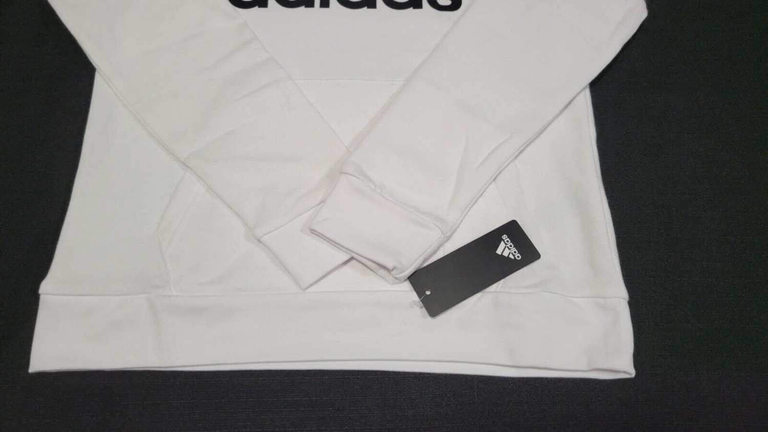 Adidas women's warm plush hooded sweatshirt with white printed logo-