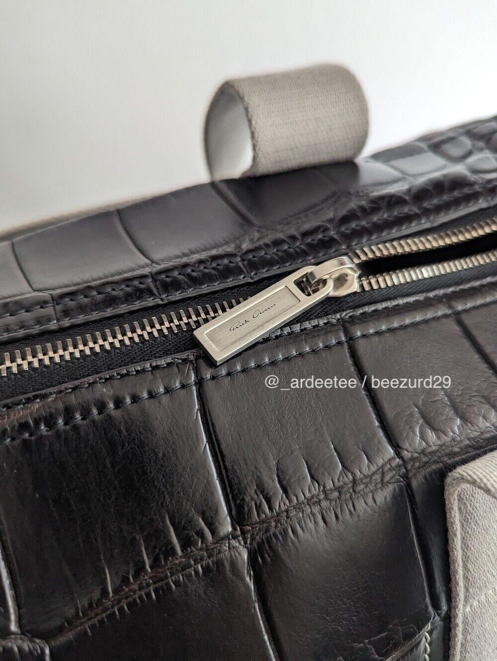 *Exotic * RICK OWENS Rare $5K JUMBO Proportional CROCODILE TROLLEY Tote Bag (Black)-