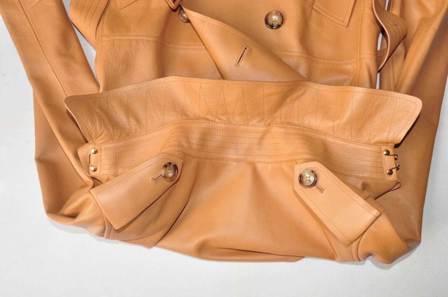 BNWT BURBERRY Haddington Calf Leather Trench Coat Womens AU4/US2 IN Brown