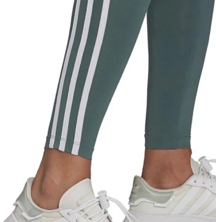 Adidas Women's Green HE0405 Adicolor Classic 3 Striped Leggings Size S-