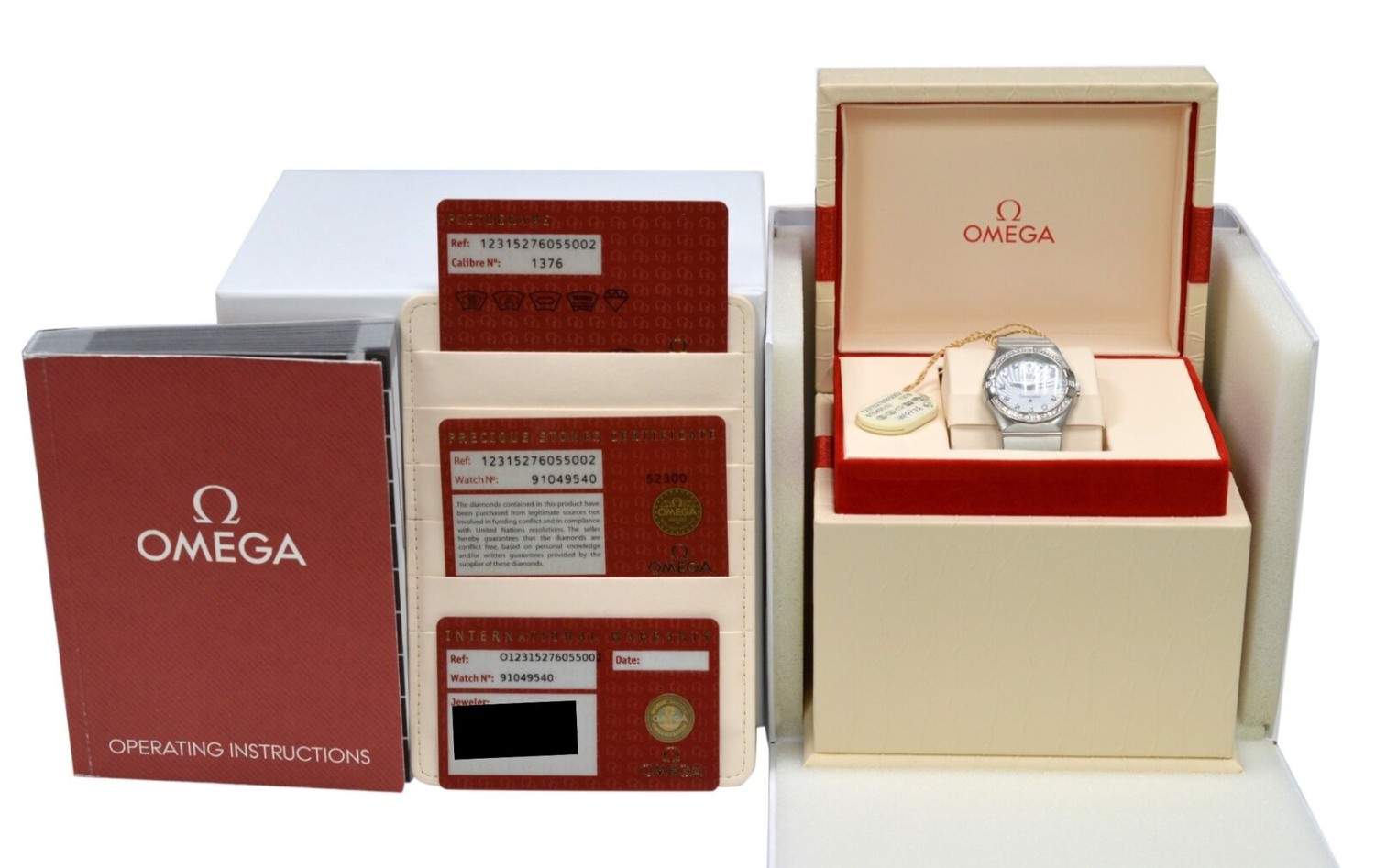 Omega Constellation 123.15.27.60.55.002 Diamond Sunburst MOP 27mm Quartz Watch -