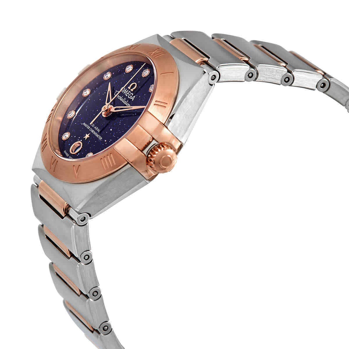 Omega Constellation automatic blue Aventurine glass diamond dial ladies' watch-