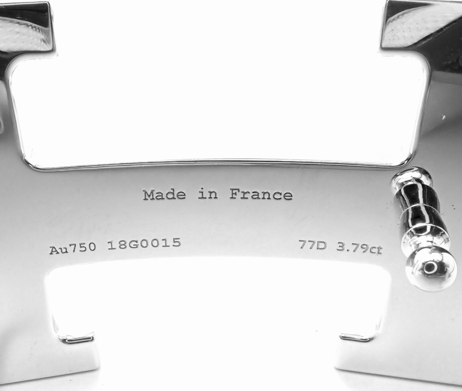 Authentic! Hermes 18k White Gold 3.79ct Diamond Large H Buckle & Reversible Belt