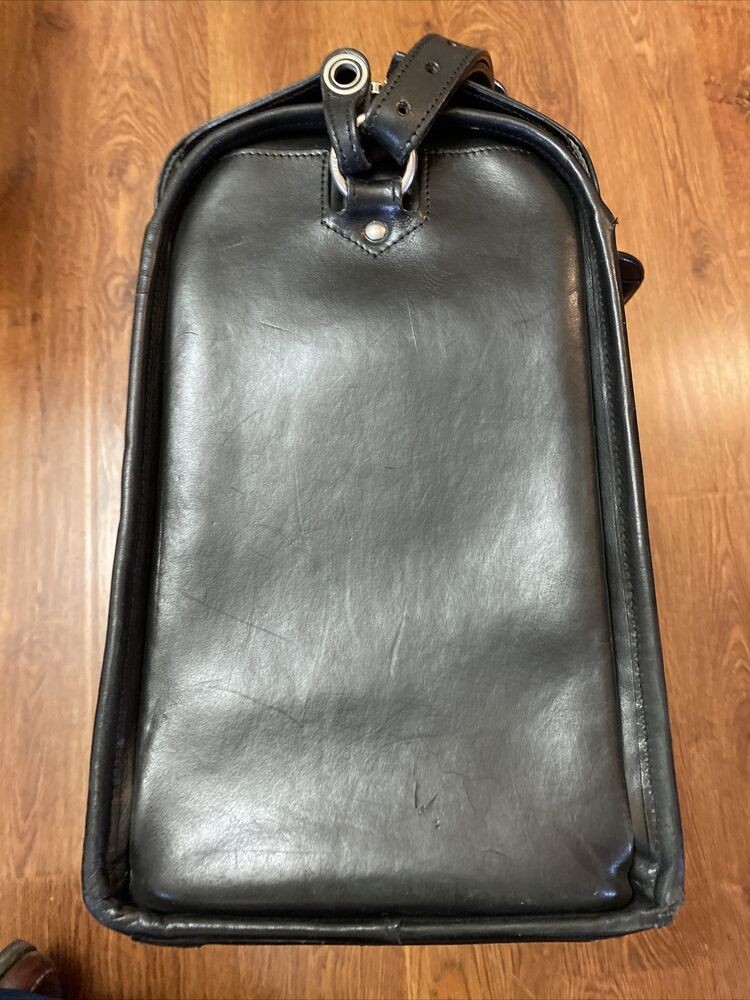 Glaser Designs Black Leather Large Litigation Bag/Traveler’s Briefcase + Strap