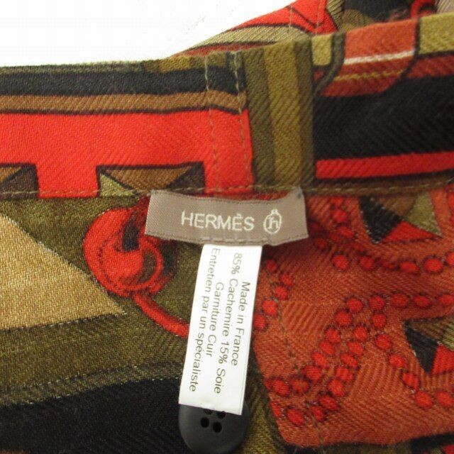 Hermes Medor Cashmere Stole Muffler Scarf All Over Pattern Silk Leather Switchin