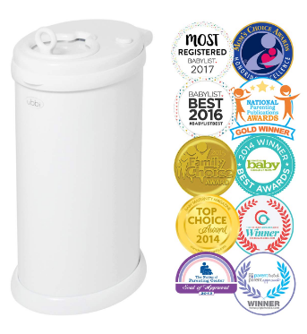 Ubbi Steel Scent Lock No Special Bag Save Money Award Winning Modern Design Register Essential Diaper Pail White