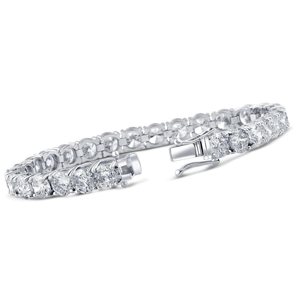 26.94 Carat TW Round Diamond 7-inch Tennis Bracelet 14k Platinum Laboratory Growth (GH/S2-I1)-
