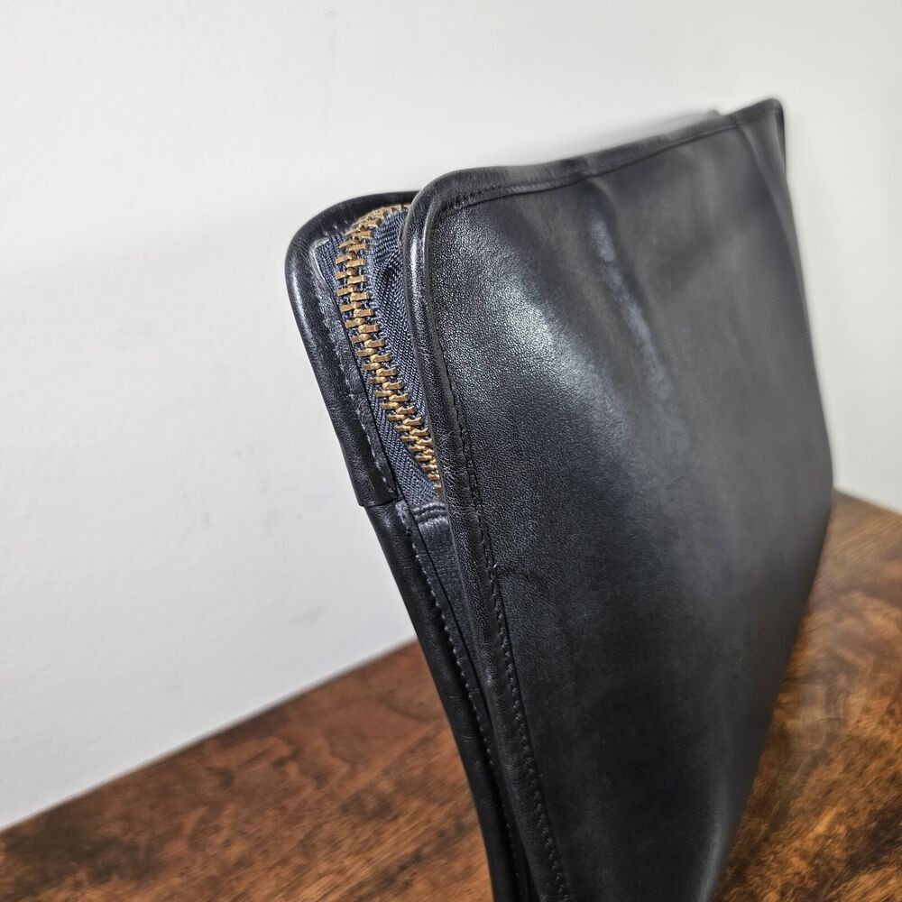 VINTAGE MADE IN USA Coach Black Glove Leather Zip Document Portfolio Laptop Case