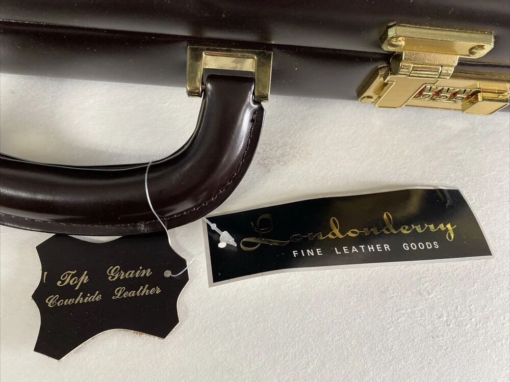 Londonderry Business Briefcase for Men Hard Case Leather Color Brown Size L