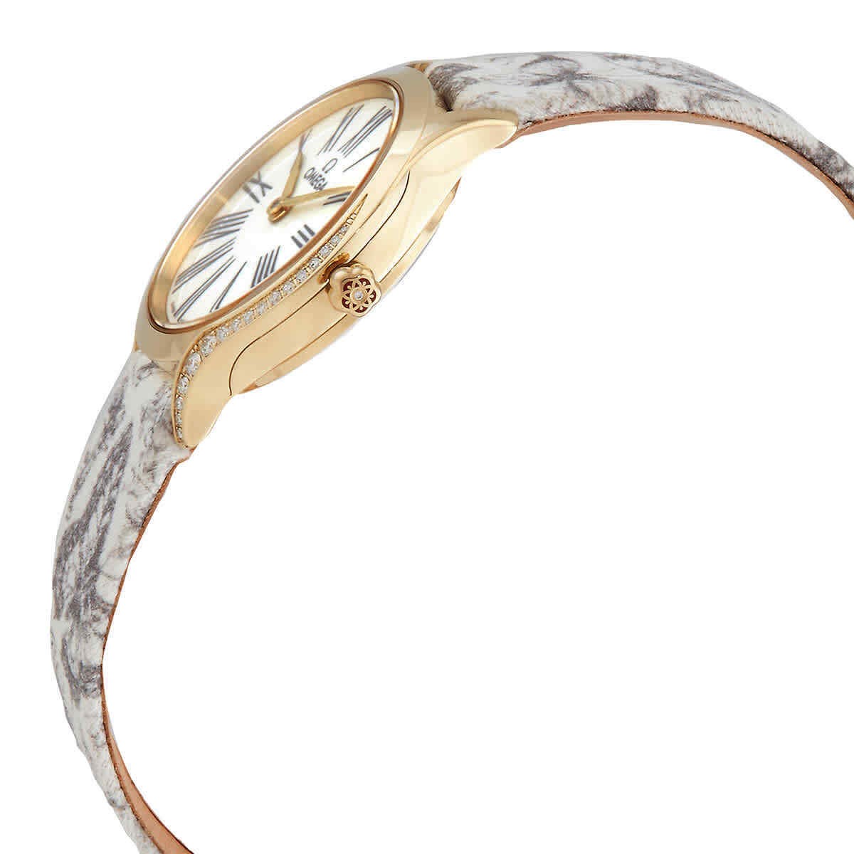 Omega De Ville Shi Ying diamond white dial ladies watch 428.57.26.60.04.002-