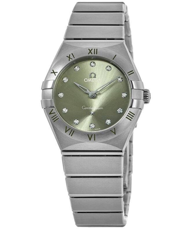 New Omega Constellation Quartz 28 MM Green Women's Watch 131.10.28.60.60.001