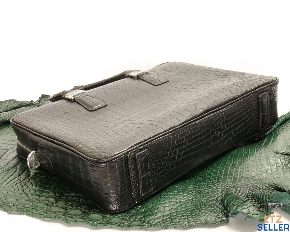 Genuine Alligator Leather Belly Business Shoulder Bag Handbag Travel Briefcase