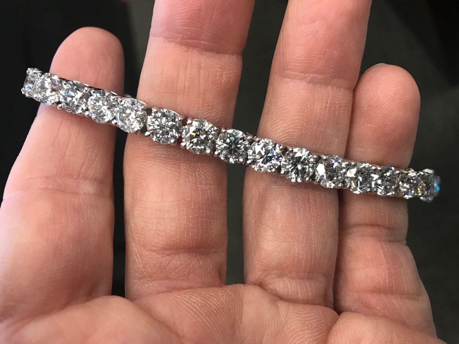 26.94 Carat TW Round Diamond 7-inch Tennis Bracelet 14k Platinum Laboratory Growth (GH/S2-I1)-