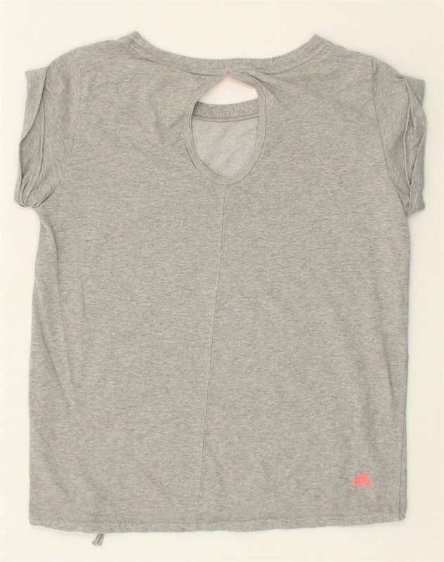 ADIDAS Womens Graphic T-Shirt Top UK 14 Large Grey Cotton AC18