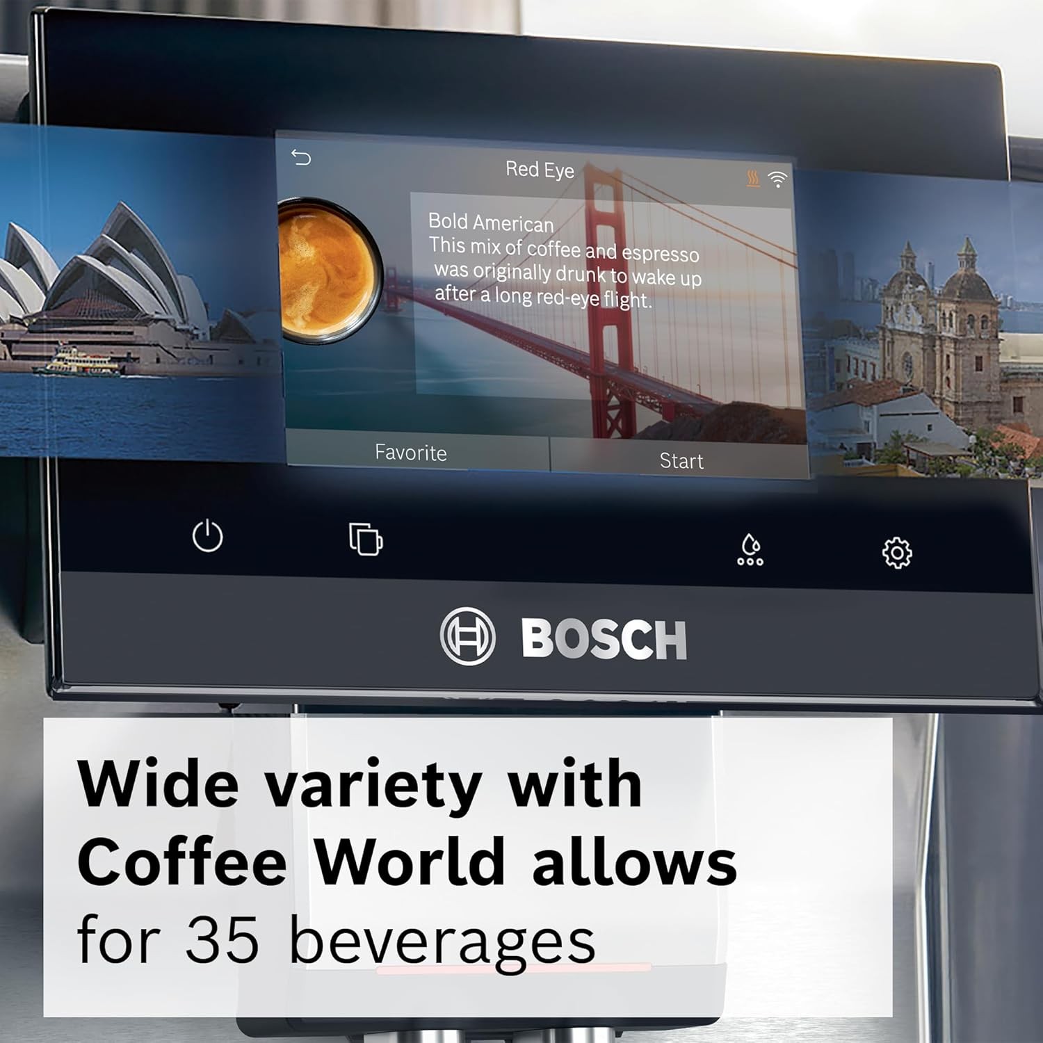 Bosch TPU60309 800 Series VeroCafe Fully Automatic Espresso Machine with Home Connect, 35 Beverage Varieties, Coffee World, Double Cup, Black