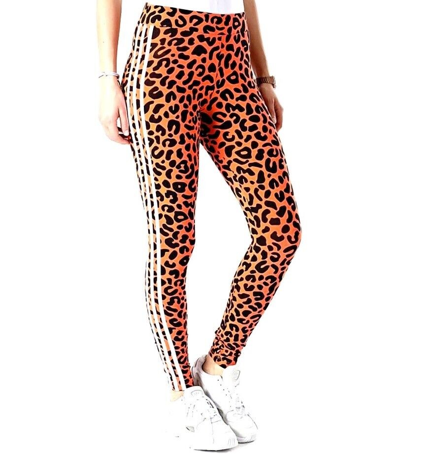 Adidas Original X RICH MNISI CHEETAH Printed Tights Orange/Multi Color HC4477-