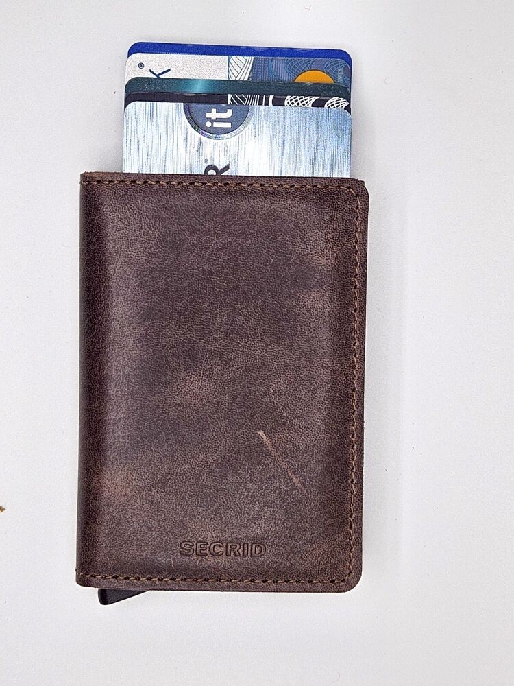 Secrid SV Chocolate Men's Mini Wallet New Genuine Leather RFID Secure Maximum 12 Cards-