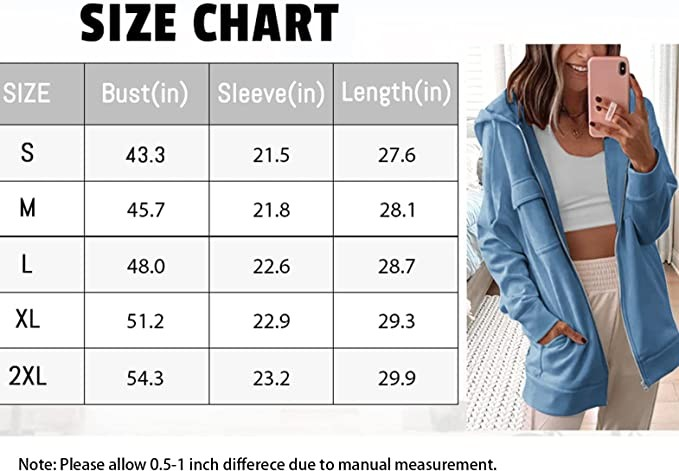 Yousify Women's Zipper Hoodie Casual Long Sleeve Sweatshirt Pullover Jacket with Pockets