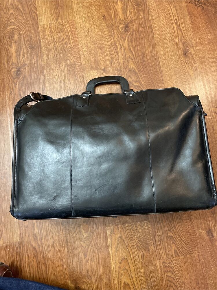 Glaser Designs Black Leather Large Litigation Bag/Traveler’s Briefcase + Strap