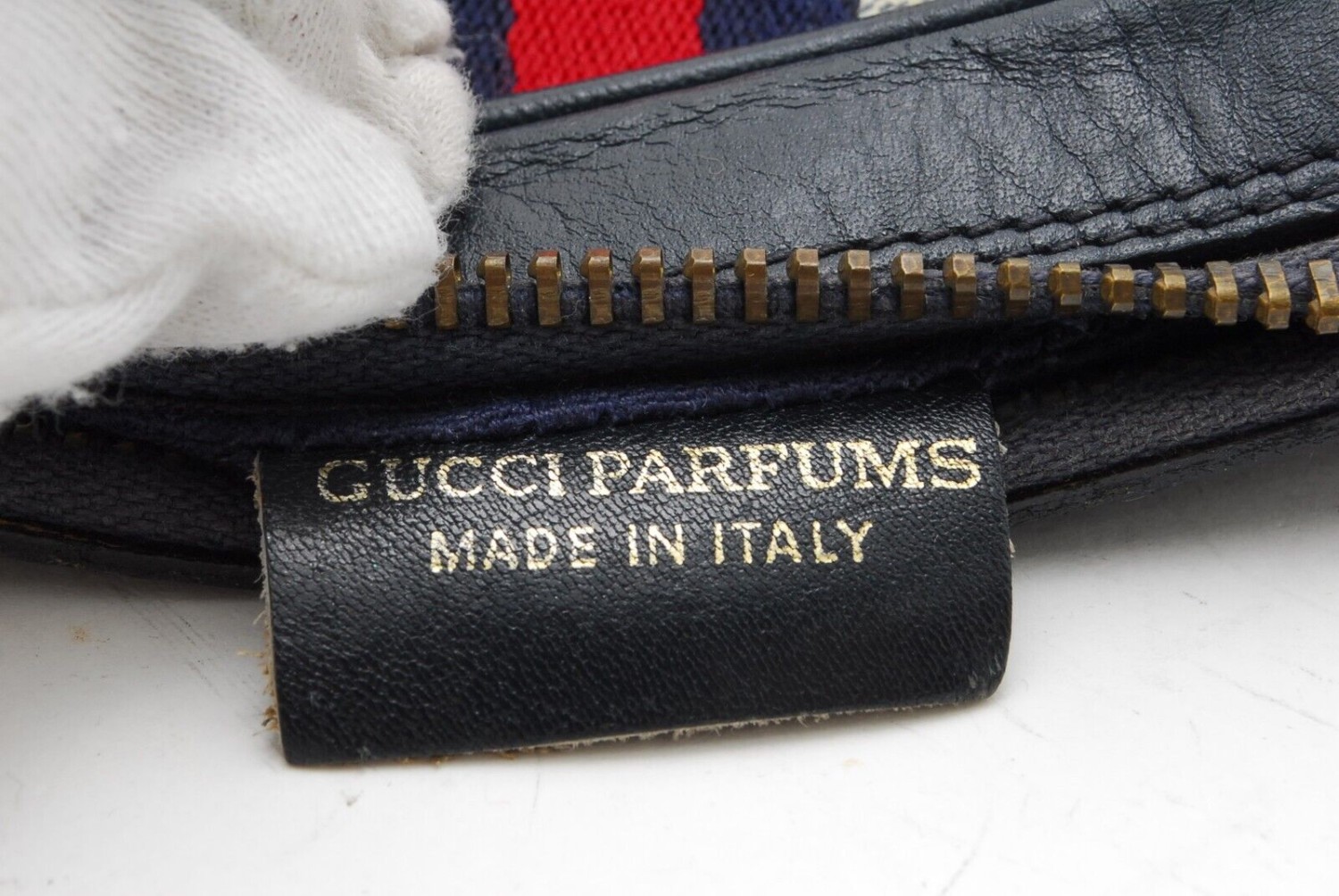 复古古驰单肩包 Sherry Line PVC 皮革海军蓝正品-