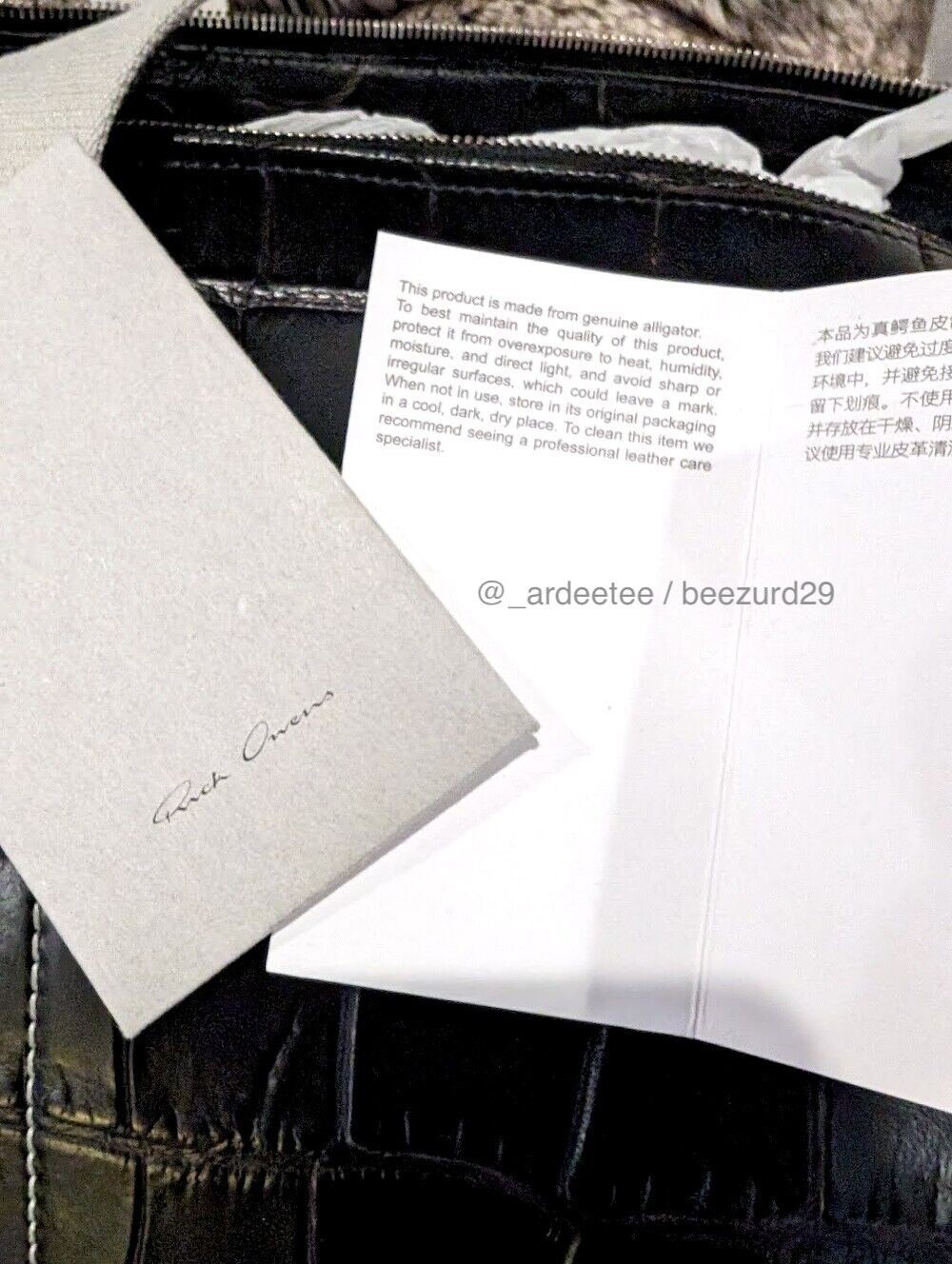 *Exotic * RICK OWENS Rare $5K JUMBO Proportional CROCODILE TROLLEY Tote Bag (Black)-