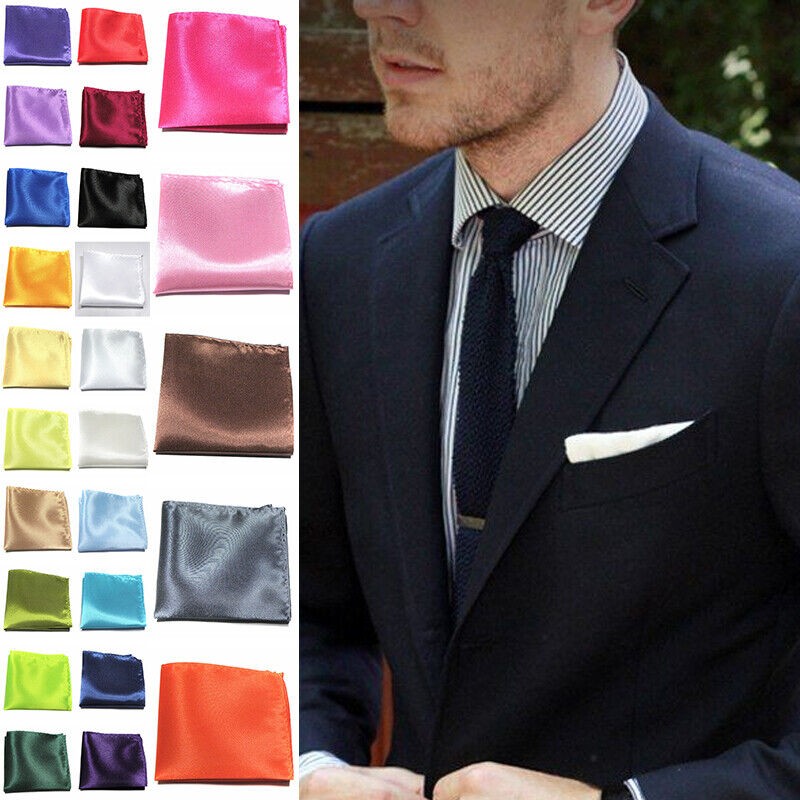 Men Square Towel Silk Satin Handkerchief Wedding Party Suit Pocket Accessories