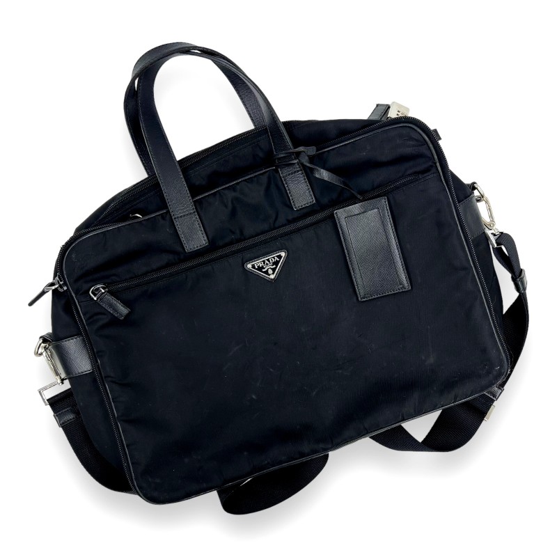PRADA Black Nylon Simple Classic Briefcase