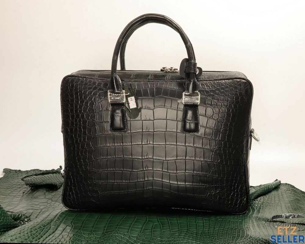Genuine Alligator Leather Belly Business Shoulder Bag Handbag Travel Briefcase