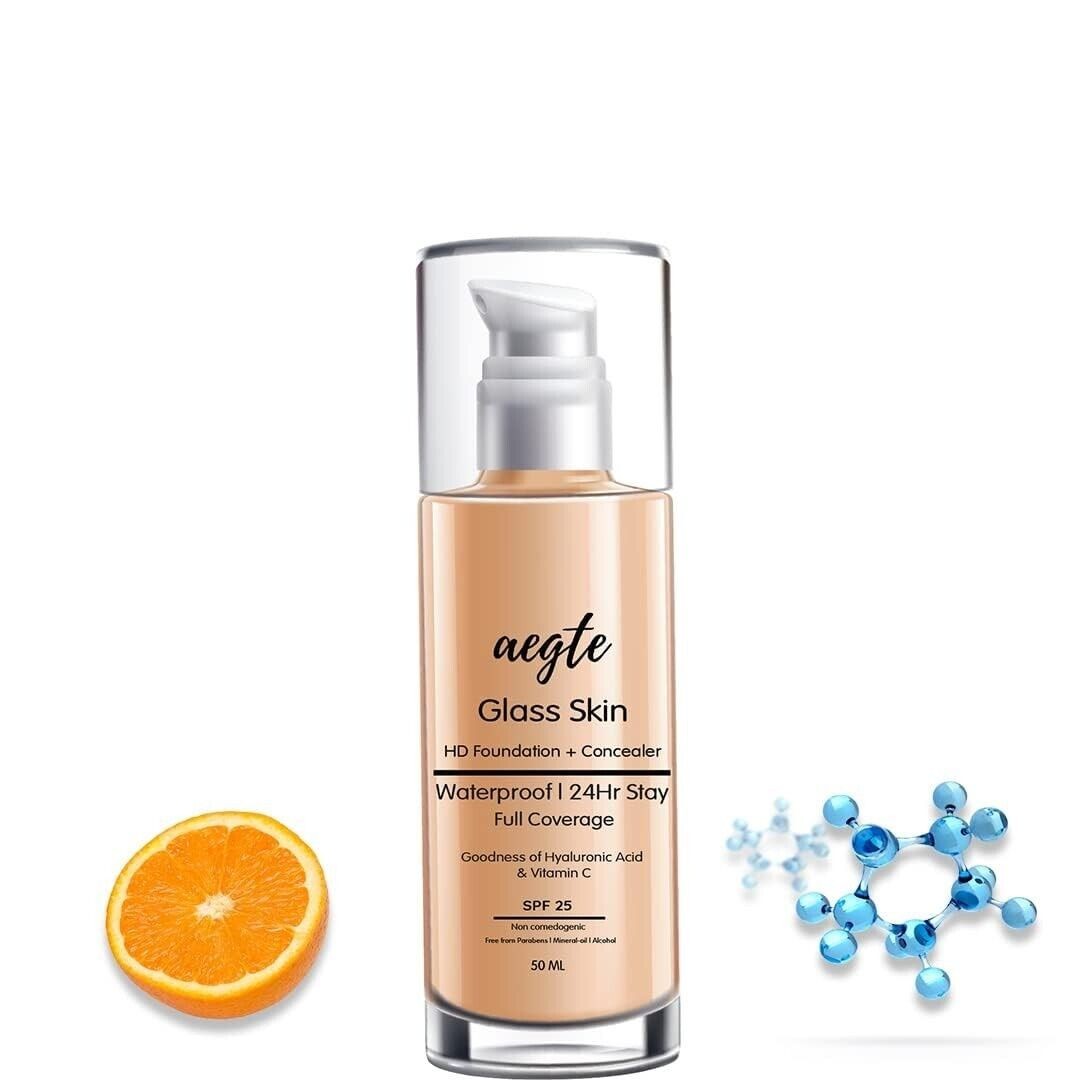 Aegte Glass Skin Liquid HD High Coverage Foundation + Concealer 30ml fs