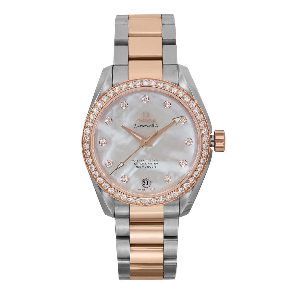 Omega Aqua Terra 18ct rose-gold steel mop dial women's watch 231.25.39.21.55.001-