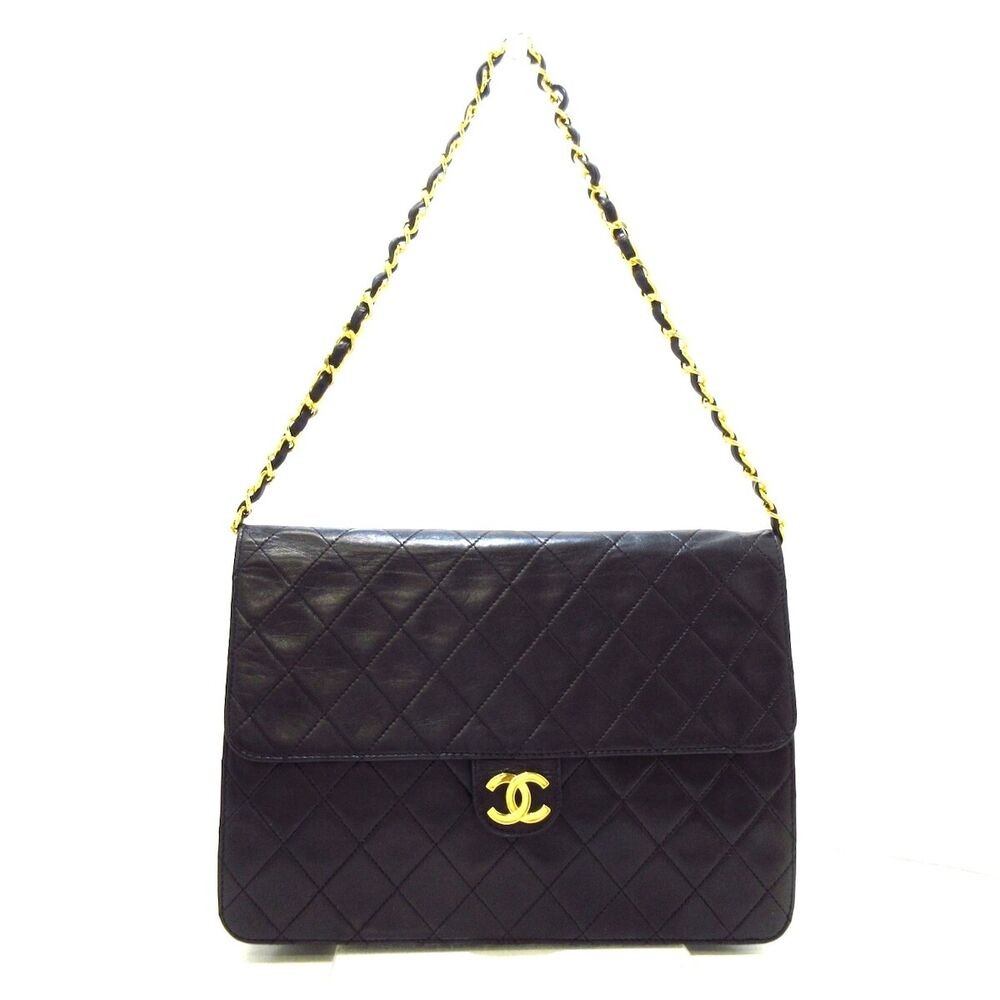 正品香奈儿单翻盖 Matelasse A03570 黑色羊皮女式单肩包-