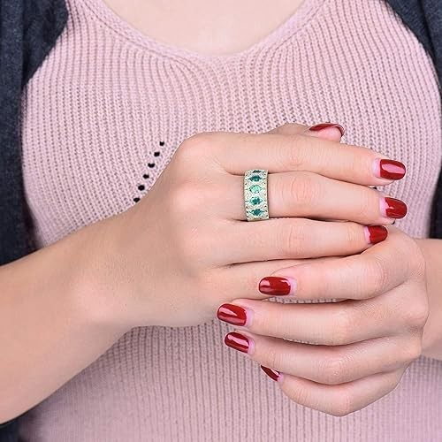 14k Rose White Gold Beautiful Natural Emerald Ring