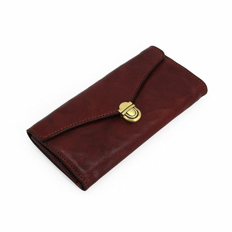 Leather Long Men Handbag Hasp Closure High Quality Vintage Travel Purse Wallet