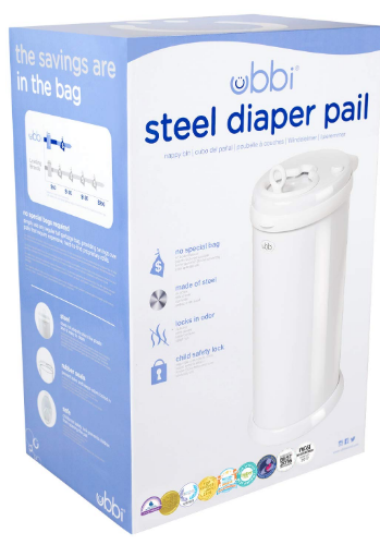 Ubbi Steel Scent Lock No Special Bag Save Money Award Winning Modern Design Register Essential Diaper Pail White