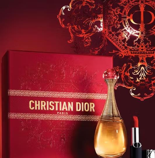 Dior Flower Red Lip Gift Box Perfume Lipstick Gift J'adore Women's Perfume 50ml + Blue Gold 999 Velvet 50ml